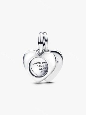 Engravable Heart Magnifying Glass Double Dangle Charm
